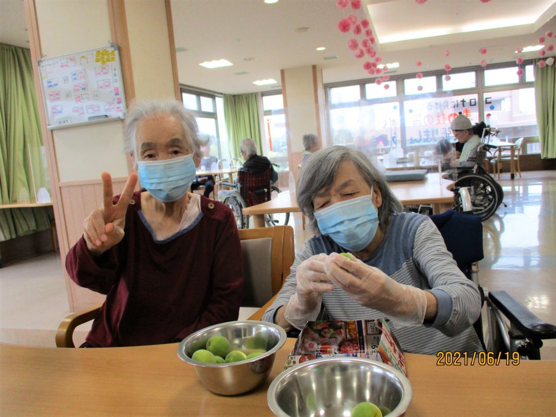 梅シロップ作り 横浜の特別養護老人ホーム デイサービス等運営は社会福祉法人愛光会